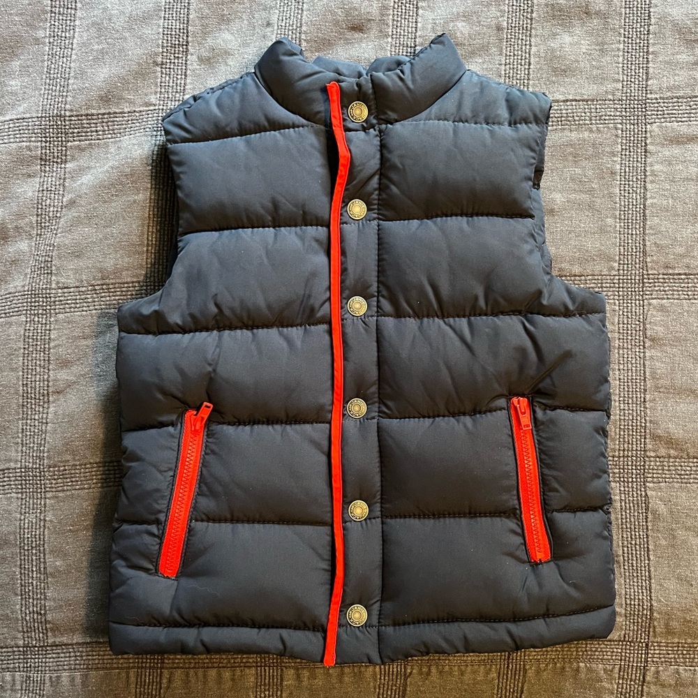 LIKE NEW Janie & Jack Navy Blue Puffer Snap Vest Zippered Pockets size 3-4